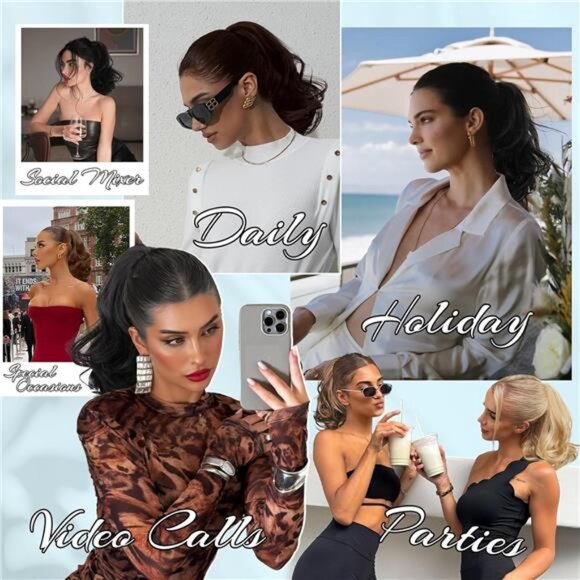 Claw Clip Ponytail Extension Ombre Blonde 12" Short - Picture 6 of 6